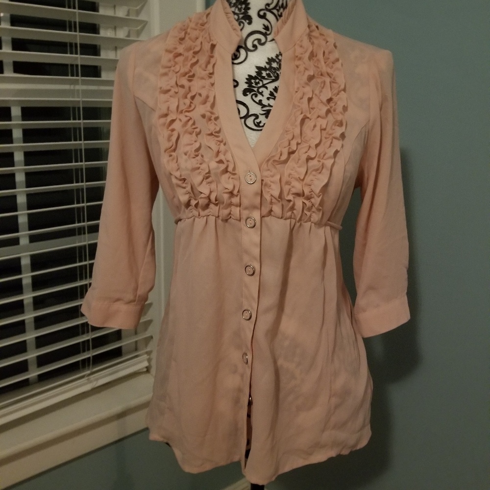 Light pink/blush ruffled blouse